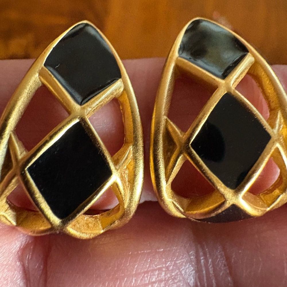 Elegant Gold and Black Earrings